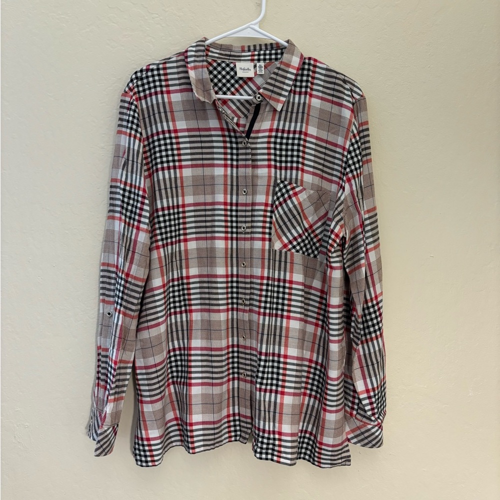 Plaid Button Down Shirt With Silver Buttons